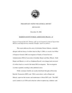 Inspectors general / Electronic Benefit Transfer / Supplemental Nutrition Assistance Program / Government / Welfare fraud / Inspector General / Social Security / Special agent / Economy of the United States / Federal assistance in the United States / United States Department of Agriculture / Payment systems