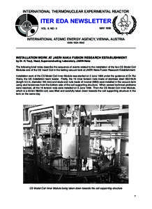 INTERNATIONAL THERMONUCLEAR EXPERIMENTAL REACTOR  ITER ITER EDA NEWSLETTER MAY 1999