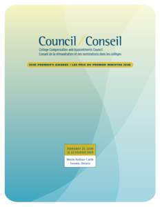 [removed]P RE M IE R’ S AW ARD S / L ES P RI X D U P REMI ER MI NI ST RE[removed]FEBRUARY 23, 2009 LE 23 FEVRIER 2009 Westin Harbour Castle Toronto, Ontario