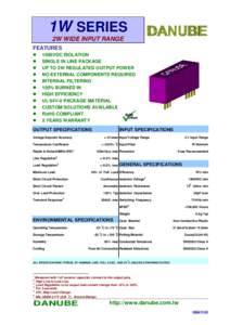 1W SERIES 2W WIDE INPUT RANGE FEATURES   