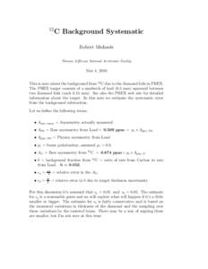 12  C Background Systematic Robert Michaels Thomas Jefferson National Accelerator Facility