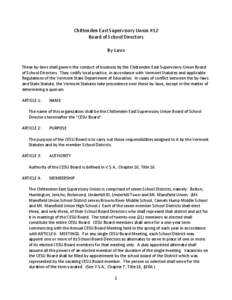 Vermont / Business / Corporate governance / Corporations law / Chittenden East Supervisory Union / Huntington /  Vermont / Quorum / Board of directors / Cēsis District / Committees / Parliamentary procedure / Chittenden County /  Vermont