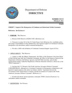 Department of Defense  DIRECTIVE NUMBER[removed]February 9, 2011 DA&M
