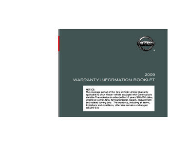 2009 Nissan Warranty Information Booklet