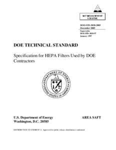 Specification for HEPA Filters Used By DOE Contractors