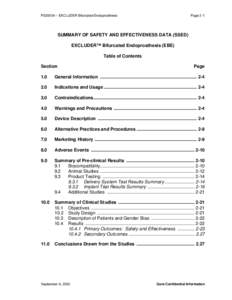 P020004 – EXCLUDER Bifurcated Endoprosthesis  Page 2-1 SUMMARY OF SAFETY AND EFFECTIVENESS DATA (SSED) EXCLUDER™ Bifurcated Endoprosthesis (EBE)