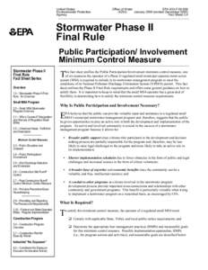 Stormwater Phase II Rule: Public Participation/Involvement Minimum Control Measure EPA 833-F[removed]Revised December 2005