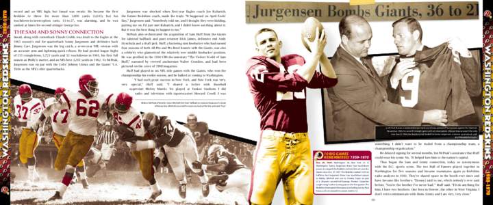 Sonny Jurgensen / Washington Redskins / Joe Kuharich / George Izo / Sam Huff / Y. A. Tittle / Philadelphia Eagles / Billy Kilmer / Norm Snead / National Football League / American football in the United States / Pro Football Hall of Fame inductees