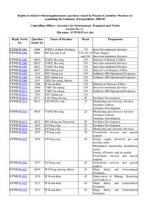 Replies to initial written/supplementary questions raised by Finance Committee Members in examining the Estimates of Expenditure[removed]Controlling Officer : Secretary for Environment, Transport and Works Session No: 2.