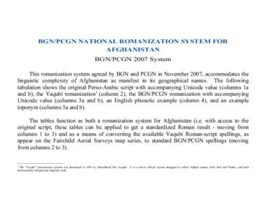 Microsoft Word - Afghan Romanization System - Approved from 27th BGN PCGN Conference