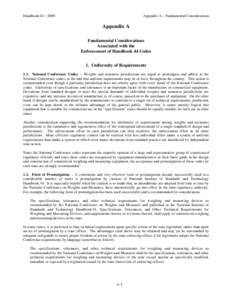 Handbook 44 – 2009  Appendix A – Fundamental Considerations Appendix A Fundamental Considerations
