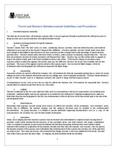 Travel and Business Reimbursement Guidelines and Procedures I. Permitted Expenses Generally:  The State Bar of Arizona (SBA) will reimburse expenses that: 1) are pre-approved through an authorized SBA staff person prior 