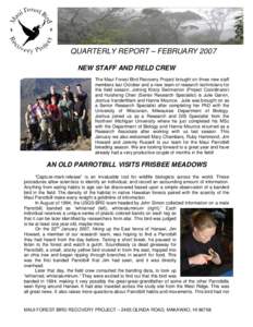 QUARTERLY REPORT – FEBRUARY 2007