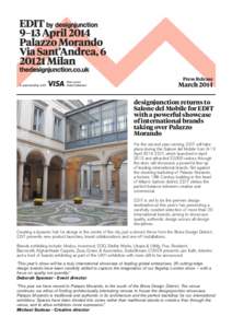 Press Release  March 2014 designjunction returns to Salone del Mobile for EDIT