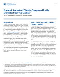 FE787  Economic Impacts of Climate Change on Florida: Estimates from Two Studies1 Tatiana Borisova, Norman Breuer, and Roy Carriker2
