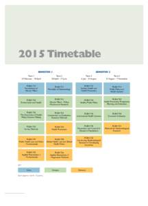 2015 Timetable SEMESTER 1 SEMESTER 2  Term 1