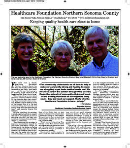 Healthcare Foundation Northern So Co_Layout:09 AM Page 1  Healthcare Foundation Northern Sonoma County 111 Monte Vista Avenue Suite A • Healdsburg •  • www.healthcarefoundation.net  Keeping qua