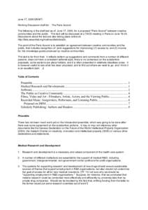 June 17, 2006 DRAFT Working Discussion draft for: The Paris Accord The following is the draft text as of June 17, 2006, for a proposed 