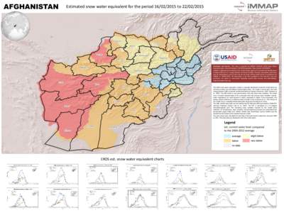 AFGHANISTAN  Estimated snow water equivalent for the period[removed]to[removed]Disclaimer and Source: This map is compiled by iMMAP FEWSNET EROS Snow Water Equivalent data. Datum/Projection: WGS84/Geographic. Date 