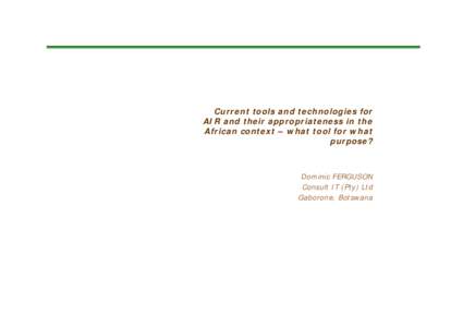 Information / Traceability / Sub-Saharan Africa / Ear tag / Automatic identification and data capture / Database / Copyright / Radio-frequency identification / Humanâ€“computer interaction / Technology