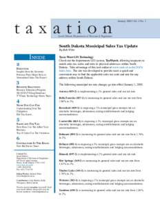 taxation  January 2005 | Vol. 5 No. 1 South Dakota Department of Revenue & Regulation