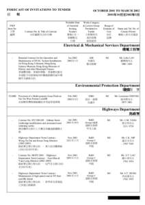 招標預報2001年10月至2002年3月