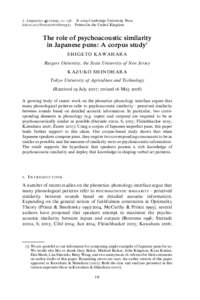 The role of psychoacoustic similarity in Japanese puns: A corpus study