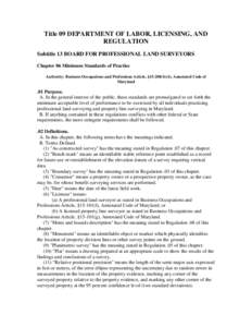 Title 09 DEPARTMENT OF LABOR, LICENSING, AND REGULATION