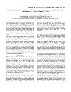 PROTOCOL FOR MEASUREMENT OF TETRAFLUOROMETHANE AND  HEXAFLUOROETHANE FROM PRIMARY ALUMINUM PRODUCTION