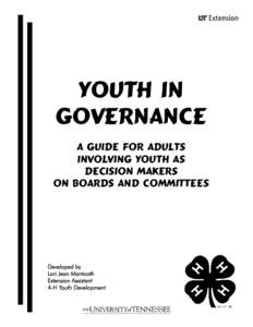 Youth in Governance ~ Page 1  Youth in governance A Guide For Adults Involving Youth As