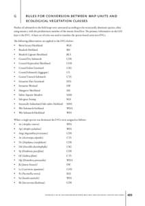 g	  rules for conversion between map units and ecological vegetation classes  Patches of saltmarsh on the field maps were annotated according to the structurally dominant species, often