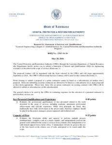 Louisiana Coastal Protection and Restoration Authority / General contractor / Baton Rouge /  Louisiana / Regulation and licensure in engineering