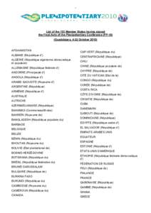 -1-  List of the 153 Member States having signed the Final Acts of the Plenipotentiary Conference (PP-10) (Guadalajara, 4-22 October 2010)