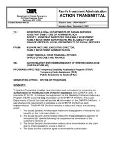 Family Investment Administration Department of Human Resources 311 West Saratoga Street Baltimore MD[removed]Control Number #06-23