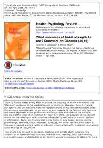 This article was downloaded by: [USC University of Southern California] On: 18 April 2015, At: 14:44 Publisher: Routledge Informa Ltd Registered in England and Wales Registered Number: Registered office: Mortimer