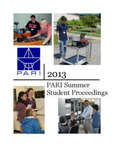 2013 PARI Summer Student Proceedings PISGAH ASTRONOMICAL
