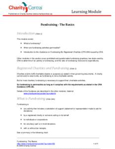 Published on Charity Central (www.charitycentral.ca)  Learning Module Fundraising - The Basics