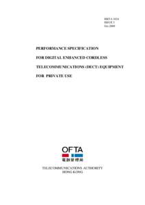 HKTA 1034 ISSUE 3 Oct 2009 PERFORMANCE SPECIFICATION FOR DIGITAL ENHANCED CORDLESS