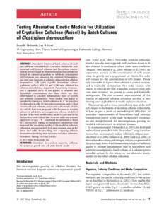 Testing alternative kinetic models for utilization of crystalline cellulose (Avicel) by batch cultures of Clostridium thermocellum