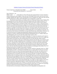 Southern Campaign American Revolution Pension Statements & Rosters Pension Application of Obadiah Clarke W8609 Nancy Clarke Transcribed and annotated by C. Leon Harris  VA