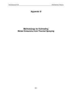 Rulemaking:  [removed]ISOR Appendix D Thermal Spraying