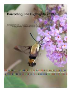 DNA barcoding, first developed in 2003, is a standardized approach to identifying species by DNA. Here we focus on recent highlights since the Fourth International Barcode of Life Conference, Adelaide, Australia, 2011.