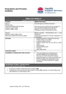 Prescription and Provision Guideline AMBULANT MOBILITY Includes