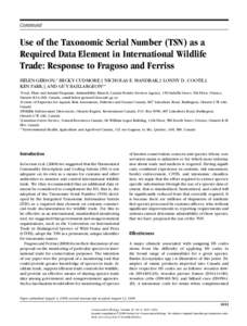 Use of the Taxonomic Serial Number (TSN) as a Required Data Element in International Wildlife Trade: Response to Fragoso and Ferriss