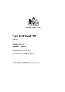 Australian Capital Territory  Fuels Control Act 1979 A1979-14  Republication No 10