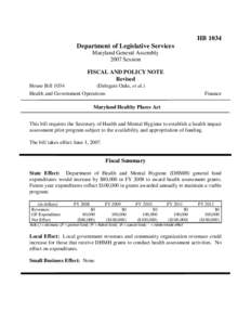 HB 1034 Department of Legislative Services Maryland General Assembly 2007 Session FISCAL AND POLICY NOTE Revised