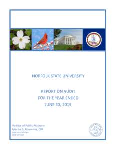 Norfolk State University report on audit for the year ended June 30, 2015