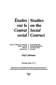 ~  Etudes Studies sur Ie on the  Contrat Social