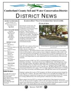 Cumberland County Soil and Water Conservation District  DISTRICT NEWS DISTRICT SUPERVISORS Charles Norman, Chair Bill Rust, Vice Chair/Secretary