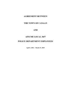 AGREEMENT BETWEEN  THE TOWN OF CANAAN AND